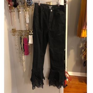 Lace flare black jeans